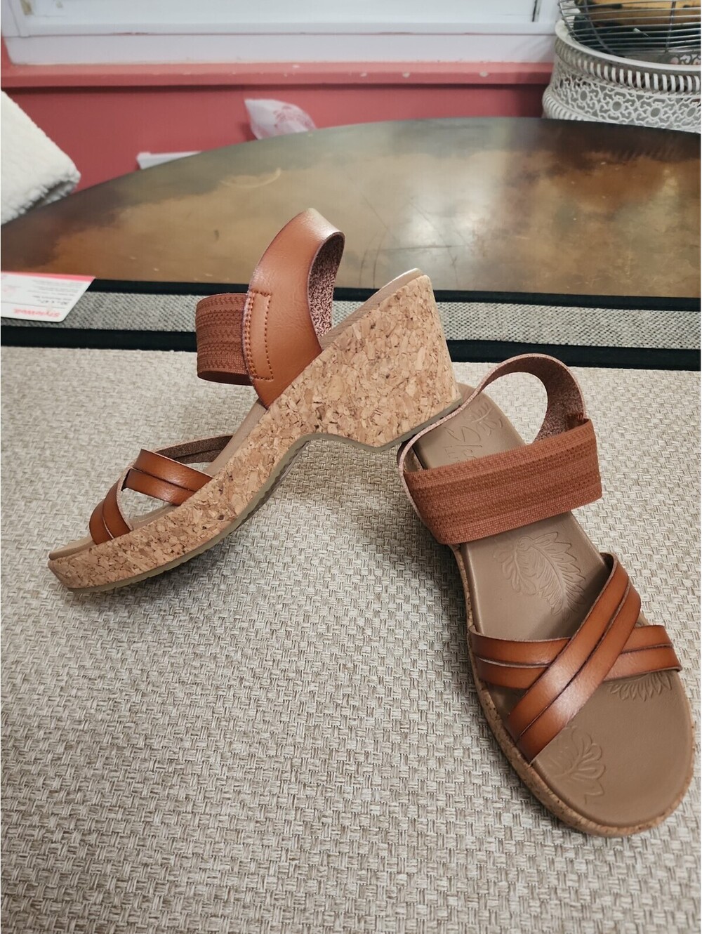 Skechers Ali Bristol Luxe Foam Cork Wedge Sandals 2-3/4” Heel Size 9 - 9-1-2